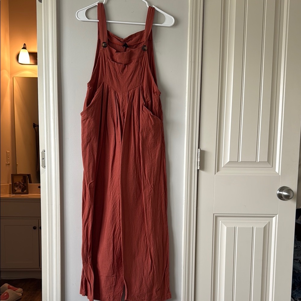 Rust Orange Overalls Romper